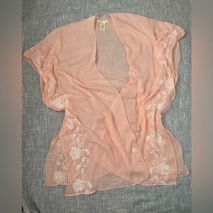 Sheer Embroidered Peach Kimono | Do Everything in Love